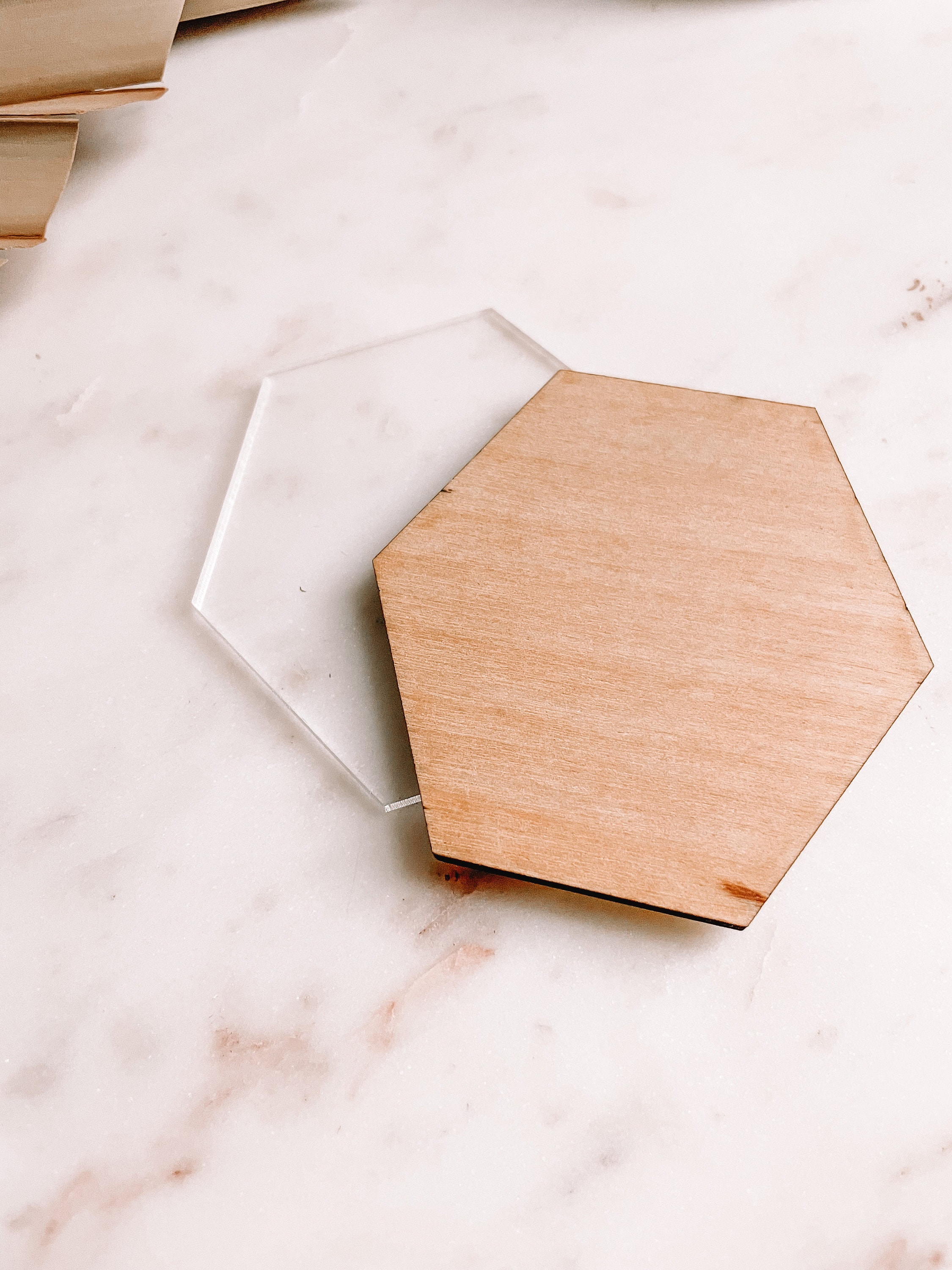 Clear Acrylic or Plywood Blank for DIY project Lightweight Glass Party Supply Favor Groovy Modern Fun wedding Place Card Hexagon