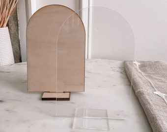 Blank arch shape acrylic or wood signs with stands, DIY wedding decor, wedding sign blank, custom acrylic sign, blank table numbers, wedding