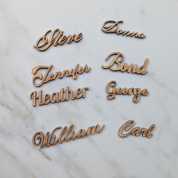 Wood place cards| Laser cut names| wedding place cards| custom names| birthday names| party custom word | wooden words.
