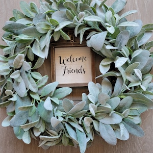 Lamb&#39;s Ear Wreath, Greenery Wreath, Year Round Wreath, Farmhouse Wreath, Lamb&#39;s Ear Fall Wreath