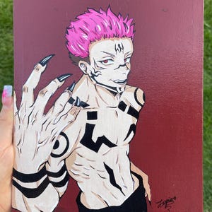jujutsu kaisen sukuna canvas painting, hand painted, anime painting