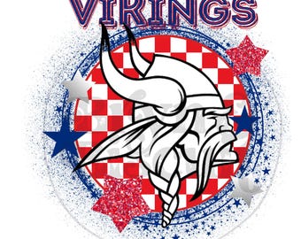 Viking Pride Mascot - Red & Navy Checkers - PNG (Digital Download)
