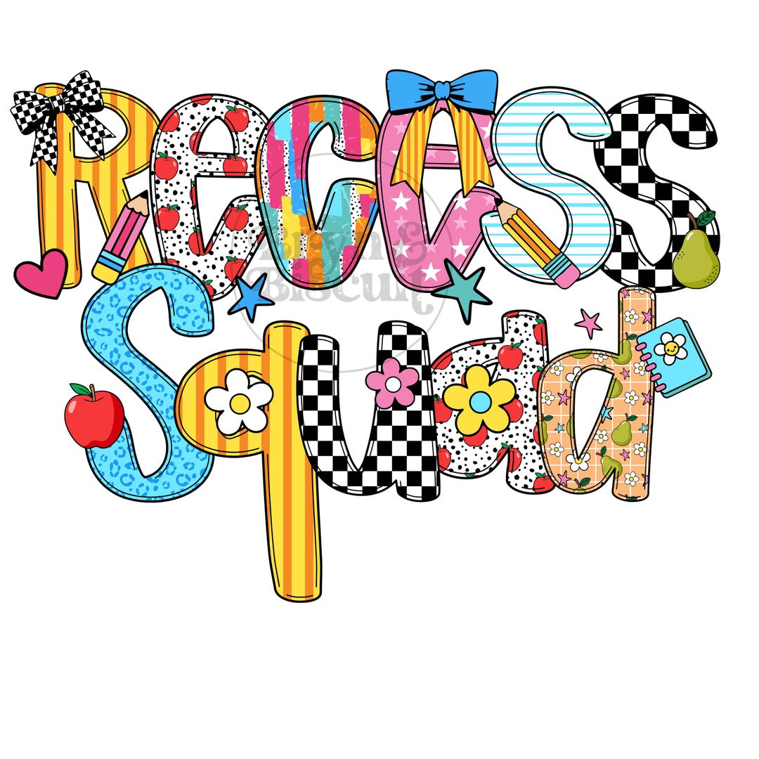 Recess Lettering Recess Squad Doodle Letters PNG: School Design (digital Download - Etsy