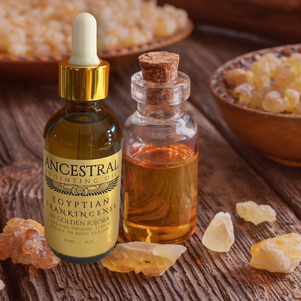 Egyptian Frankincense Ancestral Anointing. 100% Organic, Pure & Healing Ritual Oil Infused in Golden Jojoba, imported from Egypt - 60ml/2oz