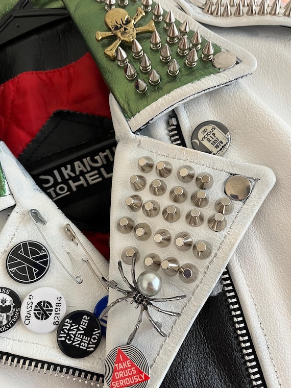 Painted Leather Punk Jacket - image 7