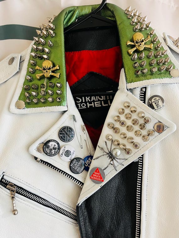 Painted Leather Punk Jacket - image 3