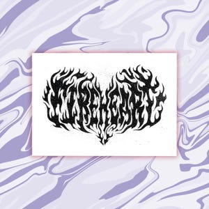 Cartolina Fireheart / Fanart del Trono di Vetro / Termini di Tenerezza / Stampa illustrata libresca / Tipografia Metalcore