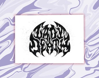 Lady Death Postcard | ACOTAR Fanart | Terms of Endearment | Illustrated Bookish Print | Metalcore Typography
