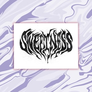 Cartolina dolcezza / Voglia di tenerezza / Stampa illustrata libresca / Tipografia metalcore