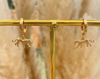 18kt gold plated Jaguar charm earrings