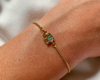 18kt gold plated elephant charm adjustable bracelet