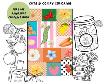 Floral Fruits & Veggies Printable Coloring Book