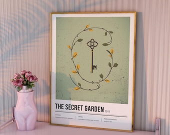 Secret Garden Poster, Frances Hodgson Burnett Classic Book Art (Digital Download)
