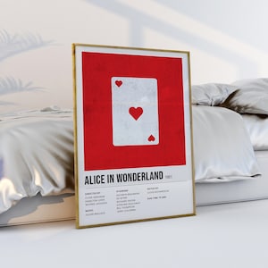 Alicia en el país de las maravillas Reina de corazones película cartel literatura estética película tipografía mínima regalo moderno para su arte de pared descarga digital