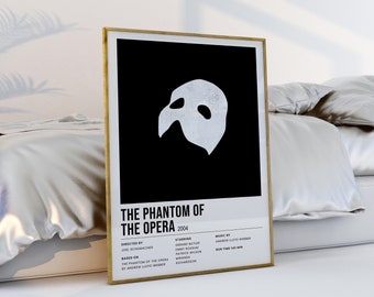 Phantom of the Opera Movie Poster, Minimalist Typographic Wall Art (Digital Download)