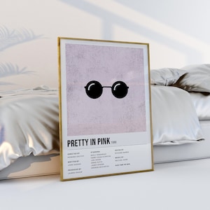 Pretty In Pink 80s Estética Minimalista Mínimo Adolescente Americano Comedia Romántica Película Cartel Película Tipografía Pared Arte Regalo Descarga Digital