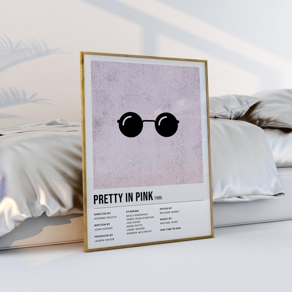 Pretty In Pink 80s Aesthetic Minimalistic Minimal American Teen Romantic Comedy Movie Poster Film Typography Wall Art Gift Digital Download