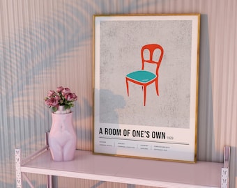 Virginia Woolf 'A Room of One's Own' Poster, Feminist Bookish Art (Digital Download)