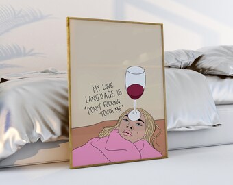 Sassy Pop Art Print, Wine Balancing Girl Illustration