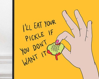 Funny Pickle Pop Art Print, Cheeky Kitchen Wall Decor