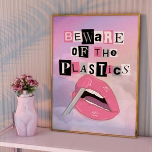 Mean Girls Beware of the Plastics Zitat Regina George Kunstdruck Retro Aesthetic 2000er Popkultur Poster