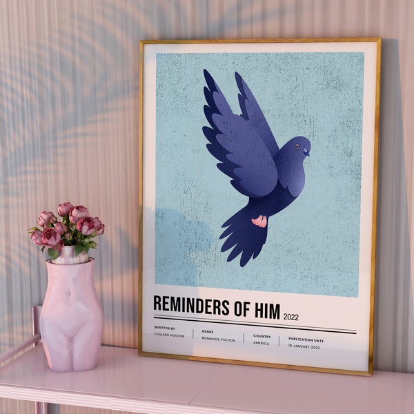 Reminders Of Him Colleen Hoover Book Poster Minimalist Art Pigeon Romantic Novel Gifts For Her Fan Art Best Seller Digital Download