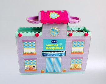 Centre de sauvetage de l'hôpital pour animaux Puppy In My Pocket, MEG Puppy In My Pocket Toy House Hotel Playset Centre vétérinaire des années 90