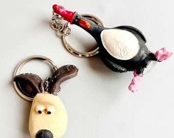 Wallace & Gromit Keychains | CHOOSE YOUR OWN | Wallace And Gromit Rubber Squishy Keyrings Gromit Feathers Mcgraw 90's