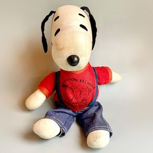 LARGE Snoopy Peanuts Toy Doll, 1950&#39;s - 60&#39;s Vintage Snoopy Jeans Braces Red Top Cloth Rag Doll Toy, The Gangs All Here