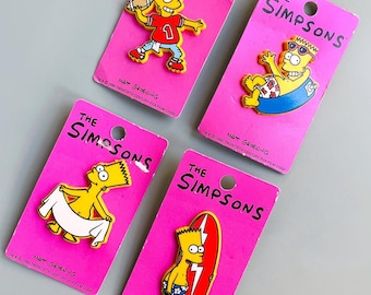 Insignias vintage de Bart Simpson, elige la tuya, pines de Bart Simpson de los 90, pines de solapa vintage de los 90, pin de plástico nostálgico de la serie de televisión de los 90