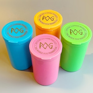 Pog Storage Tubes Pogtainers, CHOOSE YOUR OWN,  Vintage Pog Milk Cap Storage Plastic Pop Cap Wpf  Waddingtons, 90's Crazes Pog Man