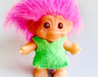 ヴィンテージ ダム トロール人形、ピンク髪、5 インチ トロール - Etsy