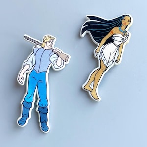 Vintage Pocahontas Plastic Pin Badges, CHOOSE YOUR OWN, 90&#39;s Disney Pins, Pocahontas John Smith 90&#39;s Birthday Badges Pins Nostalgic
