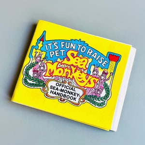 vintage manuel Sea-Monkey, manuel officiel The Amazing Live Sea Monkeys, dépliant SeaMonkey jaune, Sea Monkeys des années 80 Joe Orlando