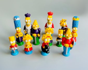 Simspsons 3D Chess Pieces, Simpsons Small Knight Figures, 90'S Simpsons Chess Spares Repairs, Plastic Bart Lisa Marge Abe Homer Marge