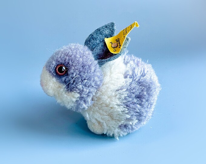 STEIFF POM POM Wool Rabbit, Steiff Grey White Bunny Rabbit Miniature ...