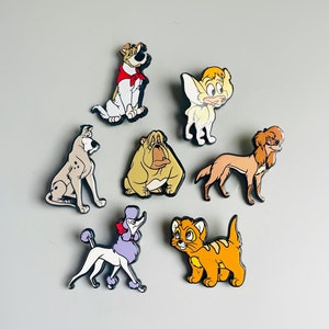 Oliver And Company Pin Badges, Disney Plastic Pin Badge Oliver, Rita, Tito, Georgette, Francis, Dodger, Einstein 90'S 80'S Cat Dog Cartoon