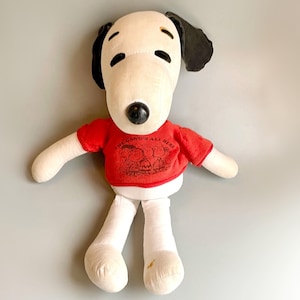 LARGE Snoopy Peanuts Toy Doll, 1950&#39;s - 60&#39;s Vintage Snoopy Red Top Cloth Rag Doll Toy, The Gangs All Here