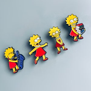 90&#39;s Lisa Simpson Pin Badges, True Vintage 1997 Matt Groening Fox Lisa Simpson Badges, Lapel Pins 90&#39;s Tv Shows