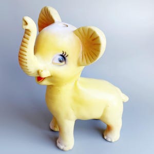 Combex Elefant Quietschspielzeug, kleiner Vintager süßer Elefant Quietschspielzeug, Kitsch Vintage Gelber Elefant