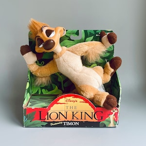 90&#39;s Lion King Timon Plush In Box, Original 1993 Lion King Disney Timon PVC Head Plush Toy In Original Packaging, New Old Stock Posable