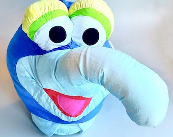 Cuscino di peluche Gonzo Puffy Head dei Muppets, cuscino Gonzo Head, peluche gonfio dei Muppets Jim Henson Vintage
