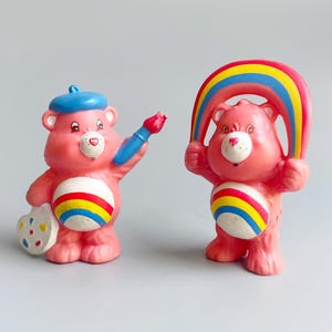 Mini Cheer Bear Care Bear Figures, CHOOSE YOUR OWN, 80&#39;s Cheer Bear Rainbow Care Bear Happy Painting Rainbow Pink Bear Figures