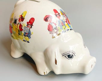 ケン・ドッド ディディメン 貯金箱、ヴィンテージ セラミック ホワイト 