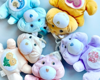 Gorros de peluche vintage de oso cariñoso de Kenner. Elige tu propio oso cariñoso de peluche con pelo. Oso animador, Tenderheart.