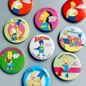 Badges vintage des Simpsons, CHOISISSEZ LE VOS PROPRES, Badges The Simpsons des années 90, Bart Simpson, Homer, Badges rétro neufs anciens