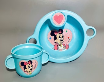 Vintage Disney Babies Minnie Maus, kleine Blaue Minnie Maus Futternapf 80er Jahre Disney Babies