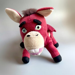 Shrek 2 Dronkey Vintage Plush, Dragon Donkey Offspring Baby Red Dronkey Plush Play By Play 2004 Donkey Shrek Eddie Murphy Donkey Dragon