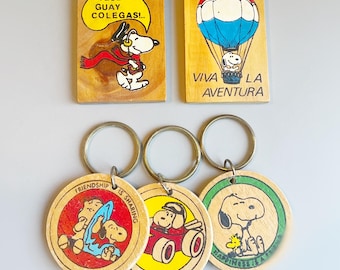 Snoopy Peanuts Wooden Keyrings, CHOOSE YOUR OWN, United Feature, Snoopy Wooden, Keychains Keyrings