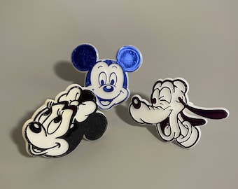 Vintage Disney Plastic Rings SET, Pluto Mickey & Minnie Plastic Jewellery, 80's Kids Ring